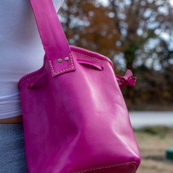Fuchsia Rose Drawstring Purse - Picture 3 of 5